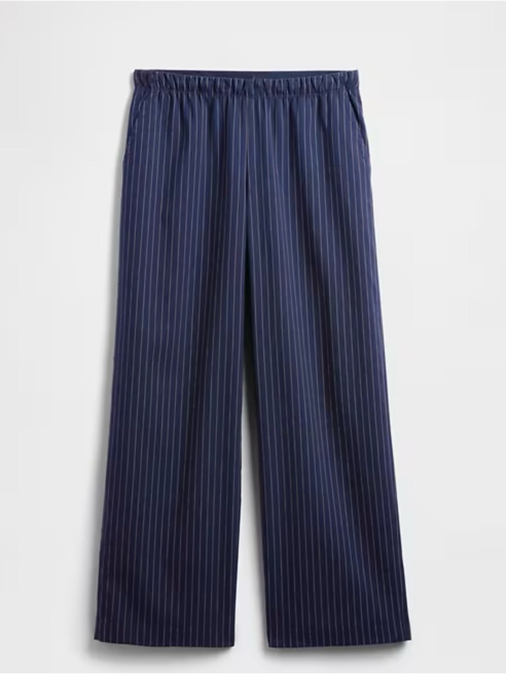 GAP Navy Blue Pinstripe Wide-Leg Pants with Drawstring Waist